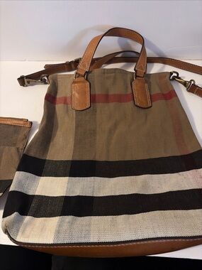 Burberry Ashby Nova Shoulder bag tote canvas/leather designer authentic